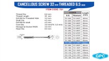 Cancellous Screws 32mm Threaded 6.5mm Manufacturer
