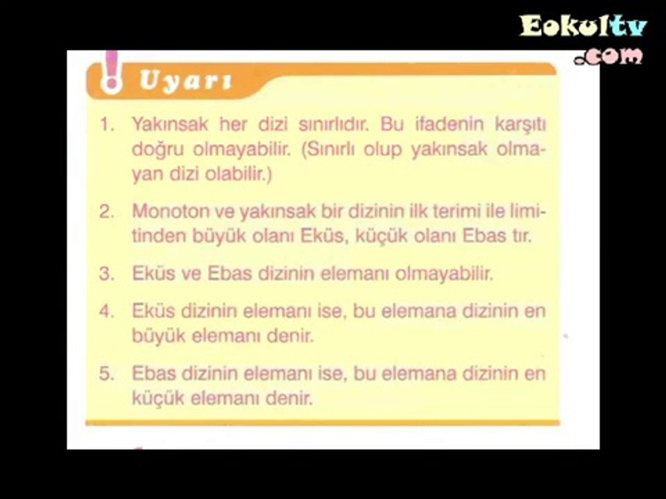 Diziler Konu Anlatımı 2. Bölüm Ekol Hoca Matematik 11. Sınıf izle
