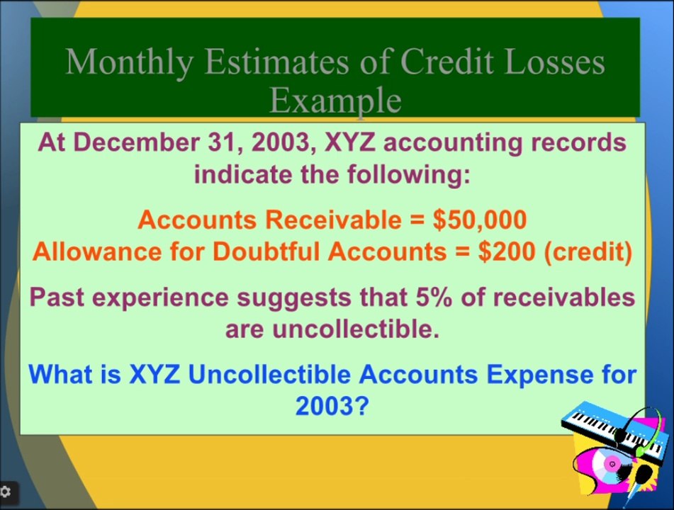 Financial Accounting online Tutorial 5 | Financial Assets & Uncollectible Accounts Receivable, Approach to estimating credit losses