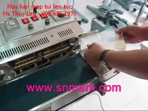 máy hàn mép túi liên tục, máy hàn mép bao nhôm, máy ép miệng túi FR900