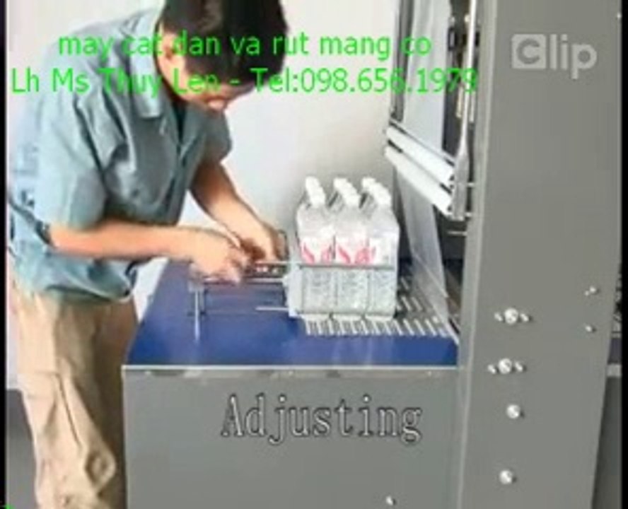máy rút màng co lốc chai nước, máy bọc màng co lốc nước yến, máy co màng lốc nước suối