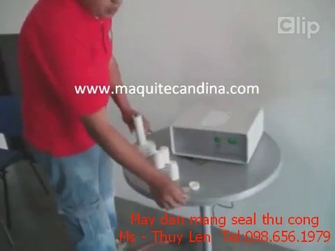 máy dán màng nhôm chai nhựa, máy dán màng seal chai thuốc