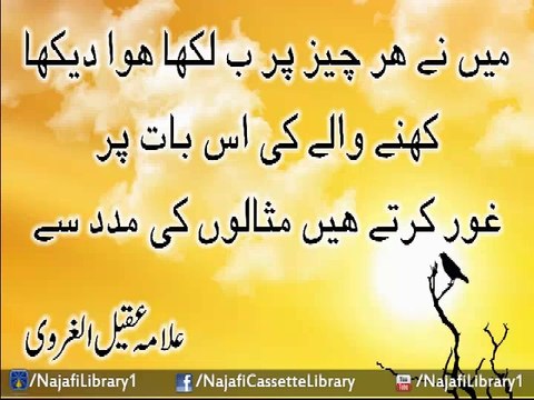 Mein Nay Har Cheez Par Bay lkha Hua Dekha ? Kahnay Walay Ki Is Bat Par Gor Kartay Hain Misalon K Zaiyay | Allama Aqeel ul Gharvi