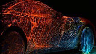 A Ferrari Get Sprayed With UV Paint In A Wind Tunnel - Amazing!!!