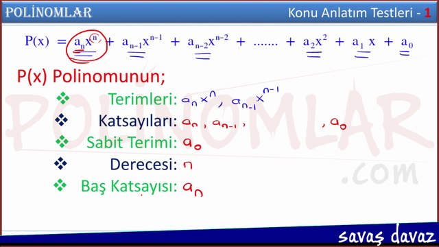 Savaş Davaz Polinomlar Konu Anlatımı ve Soru Çözümleri Ders 1