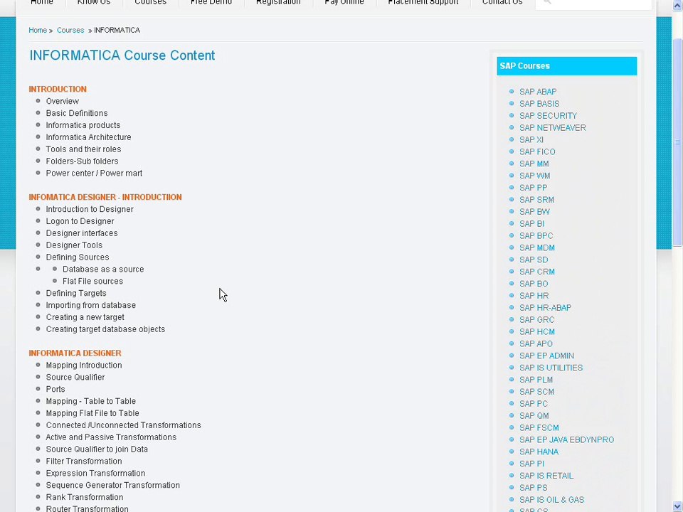 Informatica Course Content | Informatica Online Training and Placement | Training Aspirants