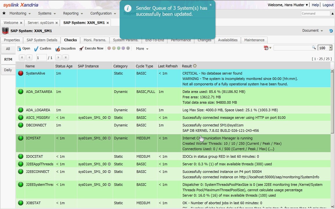 Insert SAP System in Monitoring with syslink Xandria 5.2 [test 3]
