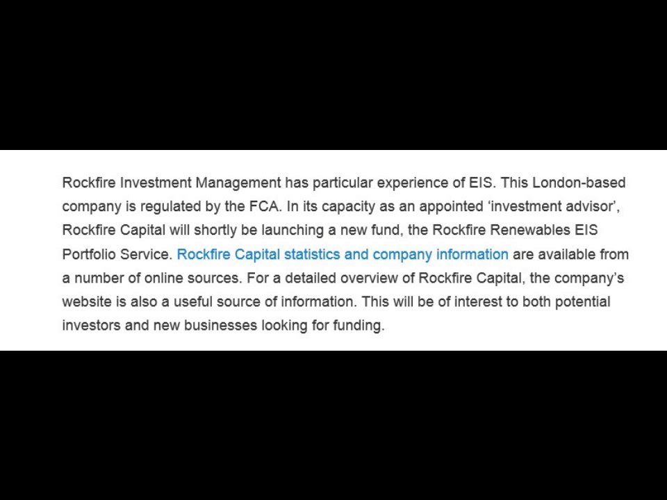 Benefits of EIS and investing from Rockfire Investment Management