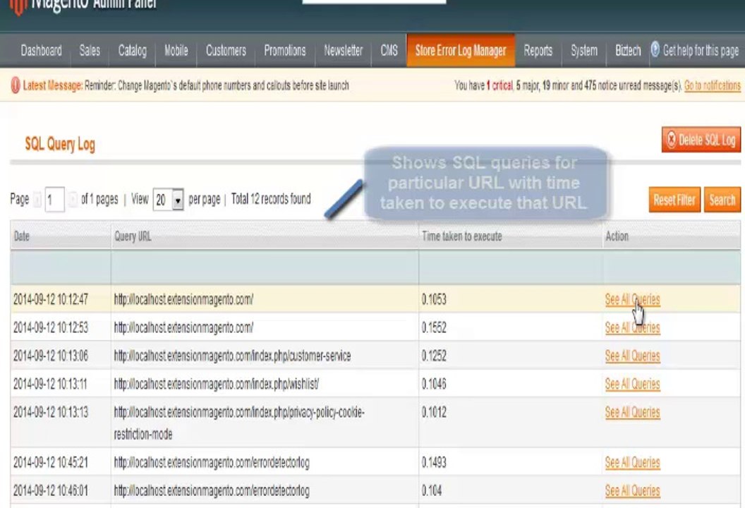 Magento Store Error Log Manager Extension by Biztech Consultancy