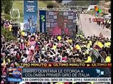 Felicita Santos a ciclista Nairo Quintana por ganar Giro de Italia
