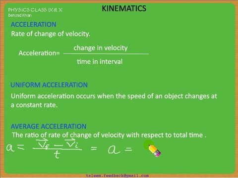 PHY09 KINEMATICS Part 3 Acceleration