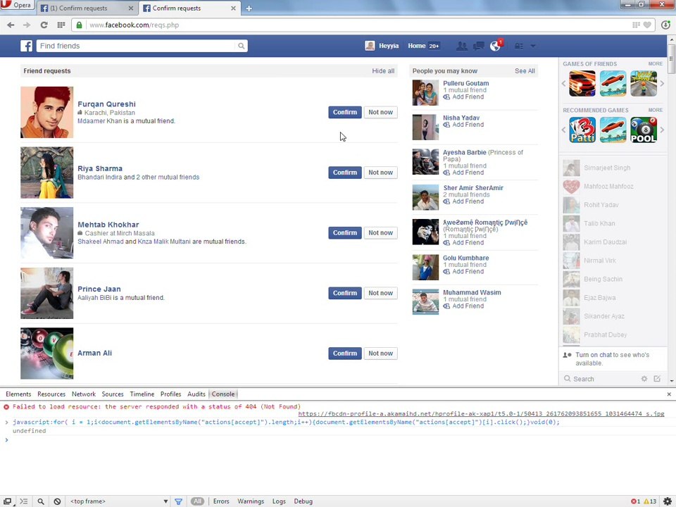 How to accept facebook all friend requests at once