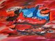 Peinture abstraite rouge artiste contemporain ame sauvage