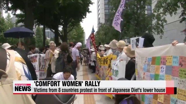 Sexual slavery victims from eight countries carry out demonstration in Tokyo