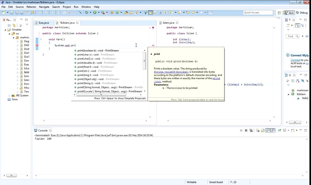 Bir Sınıftan Başka Bir Sınıf Türetme (Java Programlama Dili)