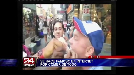 Hombre estadounidense causa sensación en YouTube por comer cualquier cosa