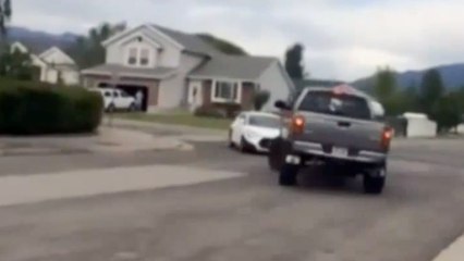 Joyriding Teen get Rammed by Vigilante Truck