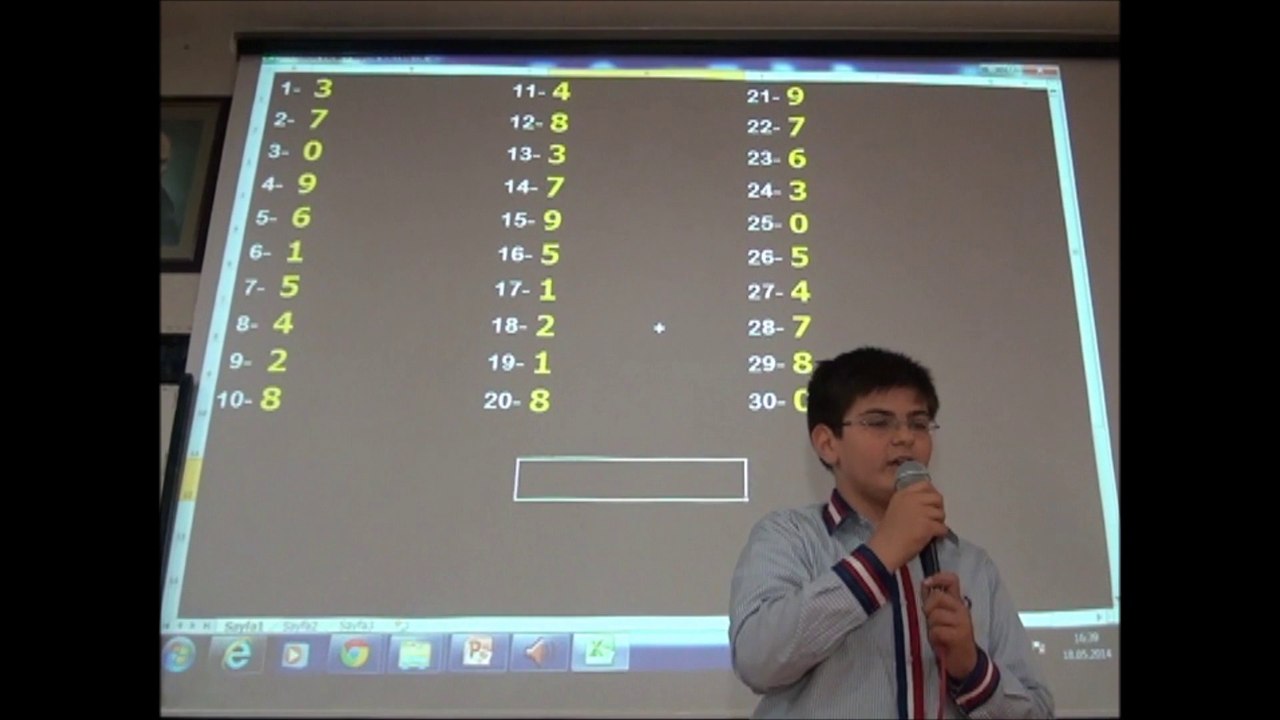 MEGA HAFIZA- 30 RAKAM HAFIZA GÖSTERİSİ (2. yıl öğrencilerimizden İbrahim DERYA)