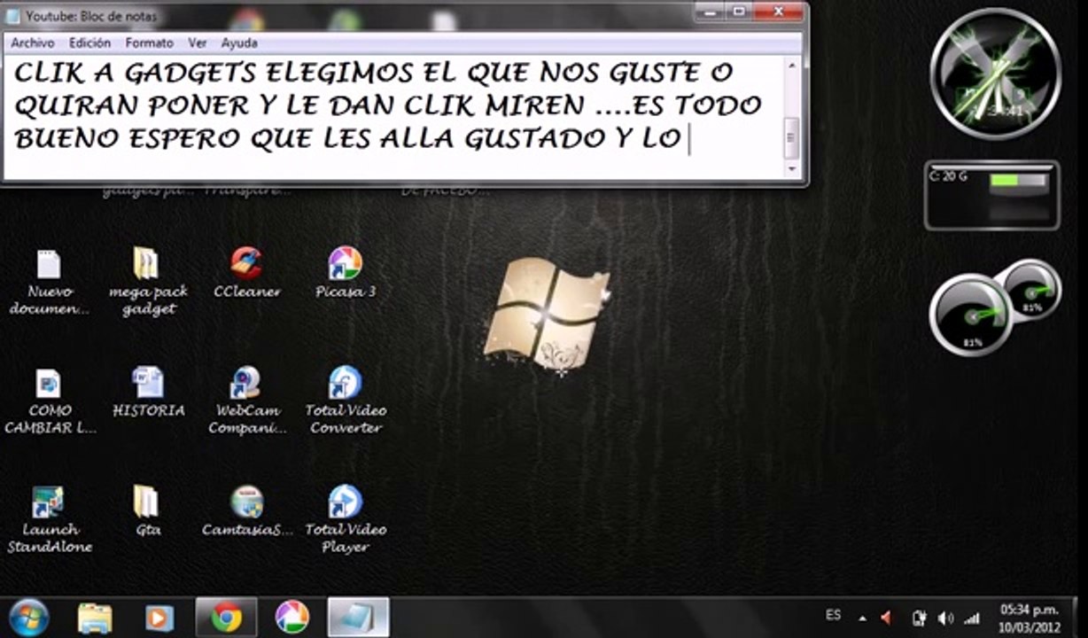 COMO ACTIVAR GADGETS DE WINDOWS 7 FACIL Y RAPIDO