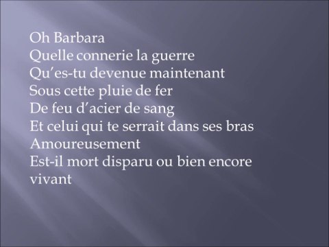 Barbara de Jacques Prévert sur une musique de Chopin