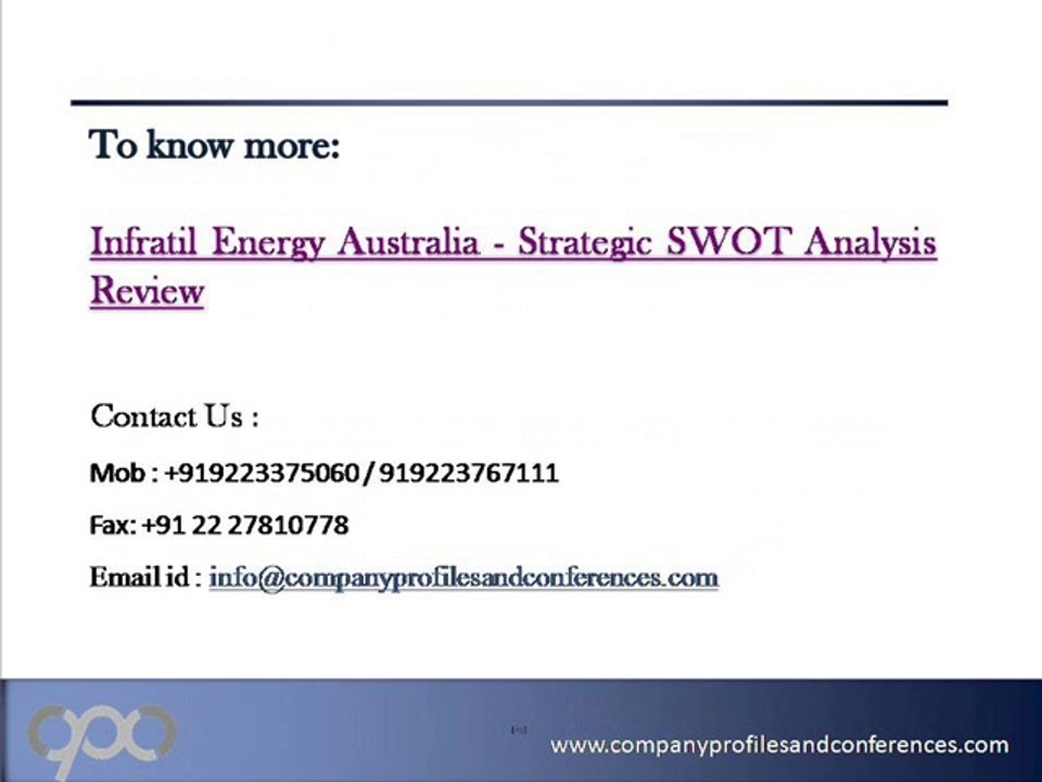 Infratil Energy Australia - Strategic SWOT Analysis Review
