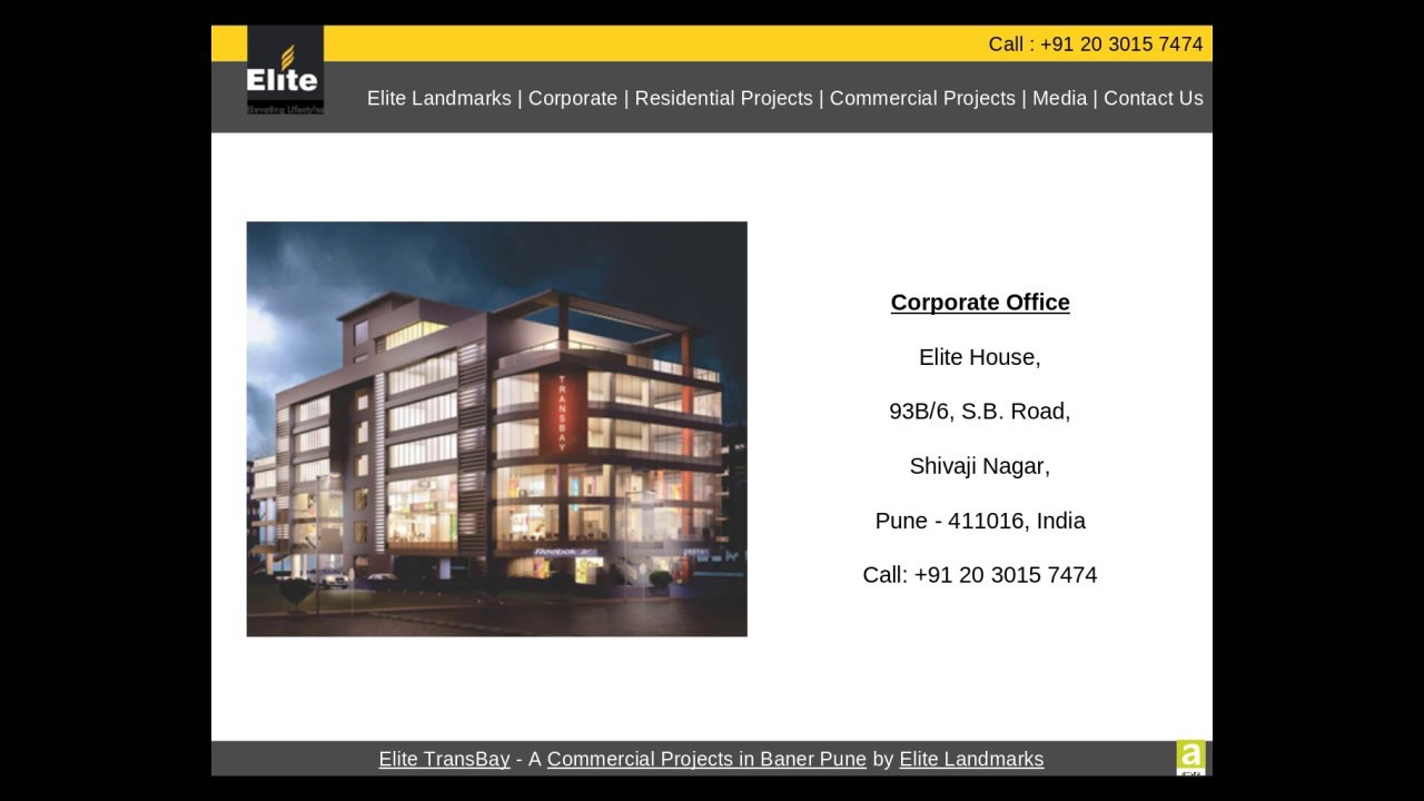 Elite TransBay Office Spaces in Balewadi Pune by Elite Landmarks