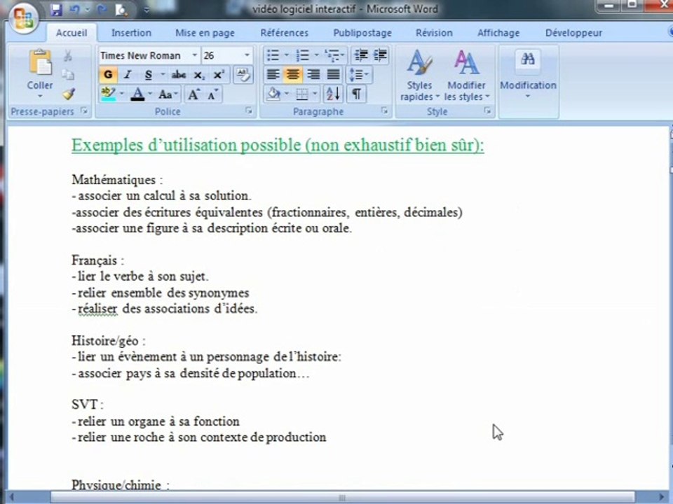 logiciel interactif: l'association par paires