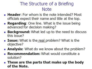 How to write briefing notes and CDIs