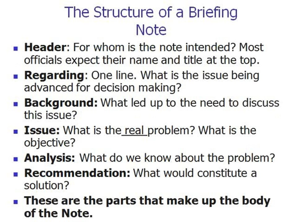 How to write briefing notes and CDIs
