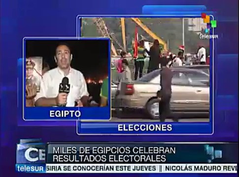 Egipcios celebran en Plaza Tahrir victoria electoral de Al Sisi
