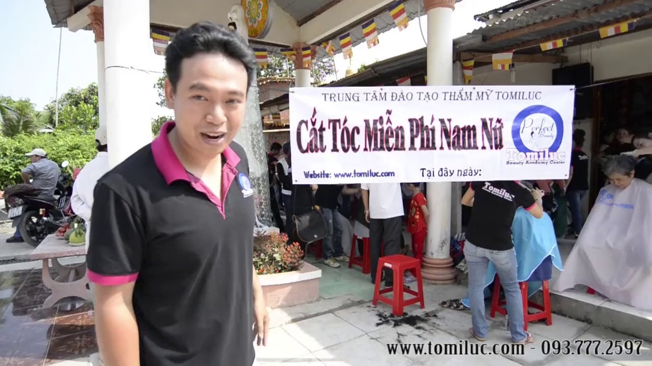 Lớp học cắt tóc Tomiluc thực hành và từ thiện tại Tiền Giang