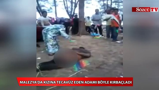 Malezya'da kızına tecavüz eden adamı böyle kırbaçladı