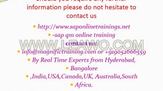 SAP QM Online Training by SAP QM Professional Trainers in India , UK , USA