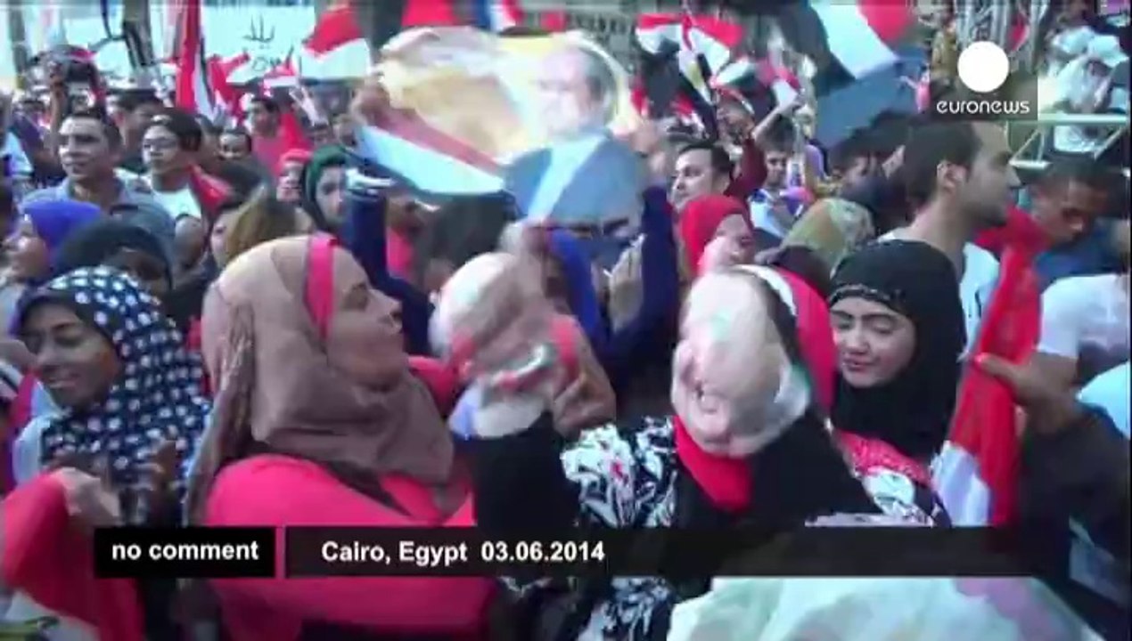 Egypt Celebrations- El-Sissi supporters celebrate his landslide election victory