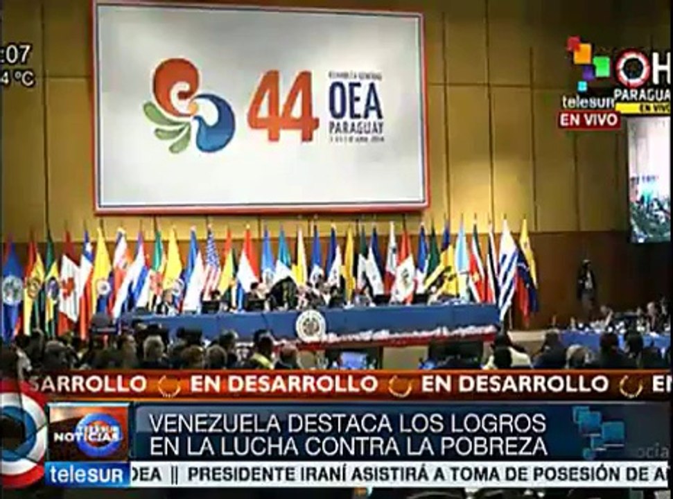 Canciller Elías Jaua destaca logros del chavismo en Venezuela ante OEA