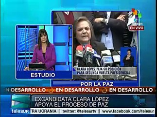Peligran democracia y paz si no se reelige Santos, afirma Clara López