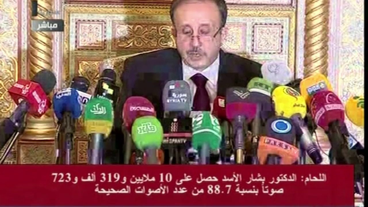 Syrie: Bachar al-Assad réélu avec 88,7% des voix