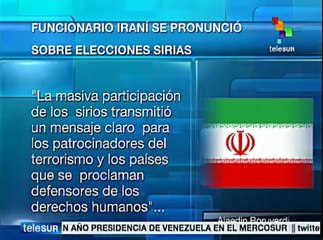 Descargar video: Funcionario iraní celebra amplia participación en elecciones sirias