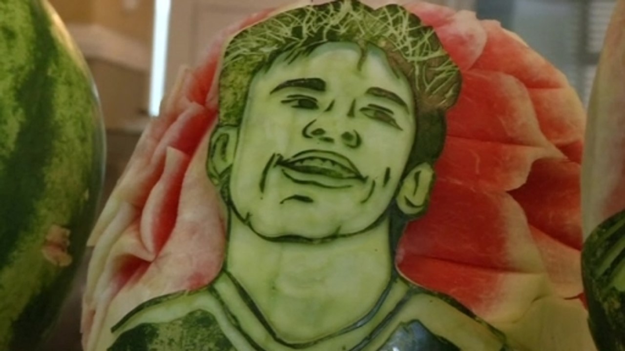 Watermelon sculptures mark World Cup