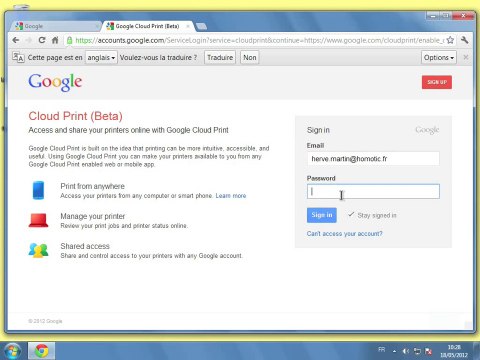 La Formation - Google Chrome 19 - 06 - Télécharger des fichiers - 5- Partager ses imprimantes (google cloud print)