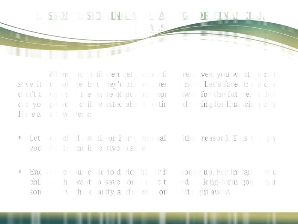 Teaching your child about money of Abney Associates Ameriprise Financial Advisor