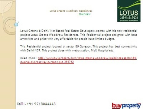 Lotus Greens Woodview Residences Video - Located at Sector 89 Gurgaon