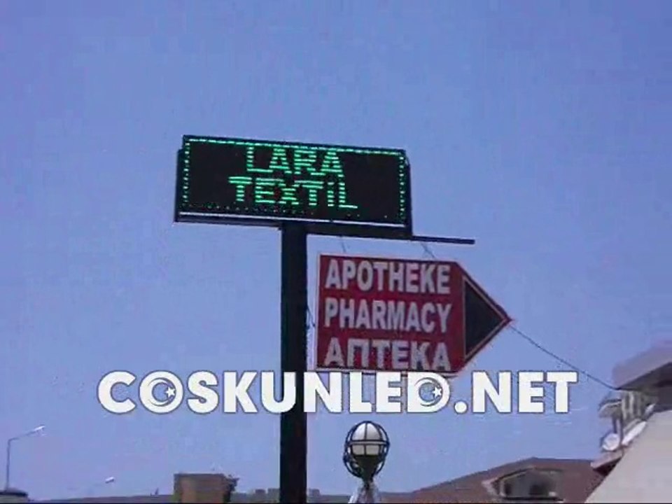 192x64cm çift yönlü yeşil renk usb girişli akıllı tabela uygulamsı www.coskunled.net