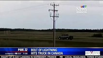 Une voiture frappée par la foudre - Violent!