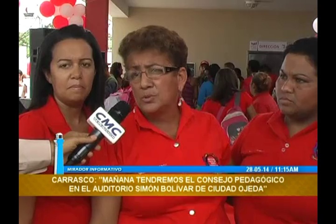 28-05-14 GLADYS CARRASCO: "tendremos el consejo pedagógico en el auditorio Simón Bolívar de Ciudad Ojeda"