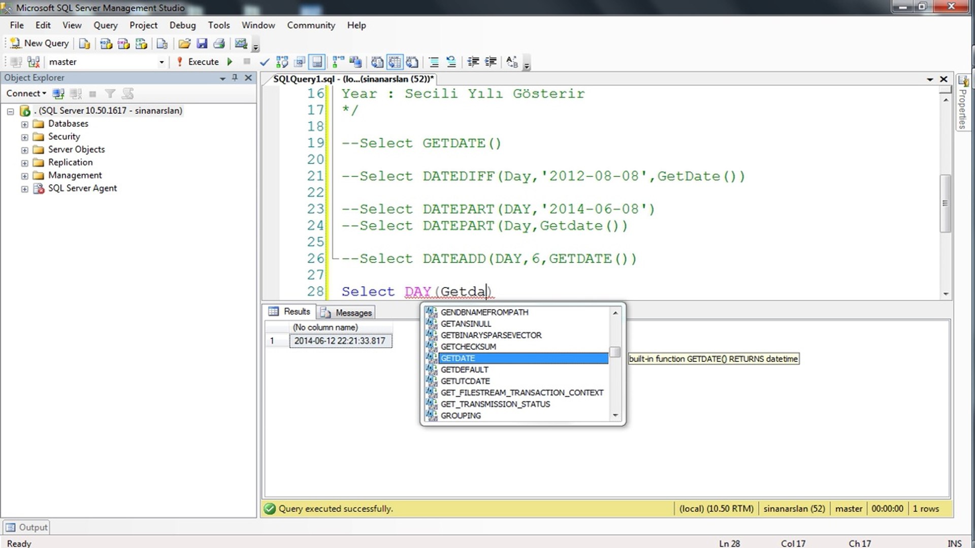 ⁣T-SQL DATE AND TIME FUNCTIONS Kullanimi