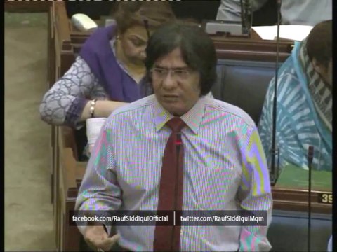 Provincial Minister for Industries & Commerce, Sindh, Rauf Siddiqui Delivering Speech in Sindh Assembly During Post Budget Session