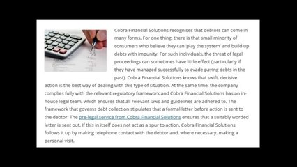 Cobra Financial Solutions provides an extremely valuable service in challenging economic times