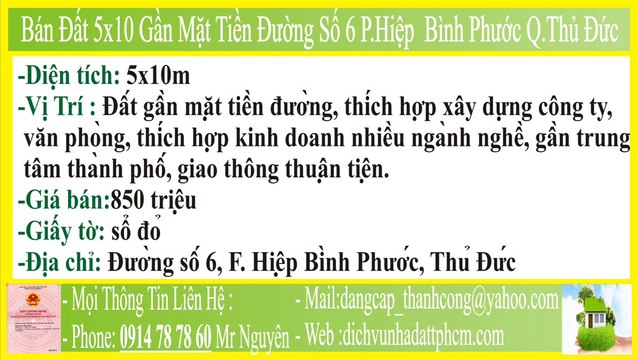 Bán Đất,5x10,Gần Mặt Tiền Đường Số 6 Phường Hiệp Bình Phước Quận Thủ Đức,Bán Đất Gần MT,Đs 6,FHBP,PHBP,Quận Thủ Đức,PHBP,FHBP,P.HBP,F.HBP,P.Hiệp Bình Phước,F.Hiệp Bình Phước,Q Thủ Đức,