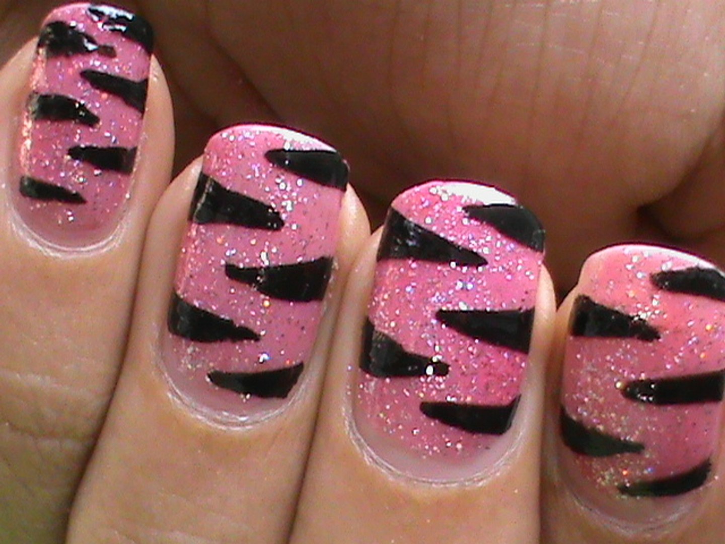 Pink Tiger nails - glitter nail polish designs animal nail art - video  Dailymotion
